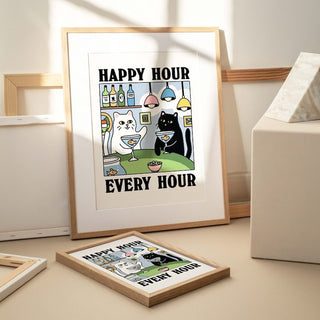 'Happy Hour' Cat Print