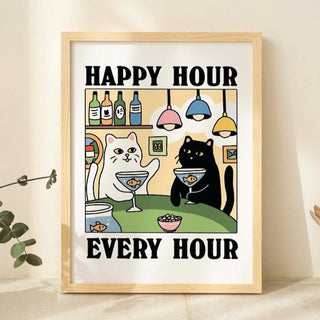 'Happy Hour' Cat Print