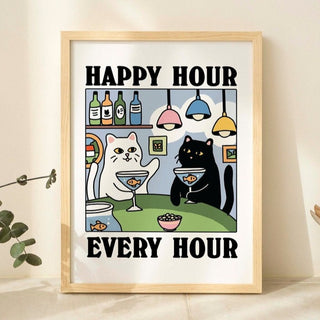 'Happy Hour' Cat Print