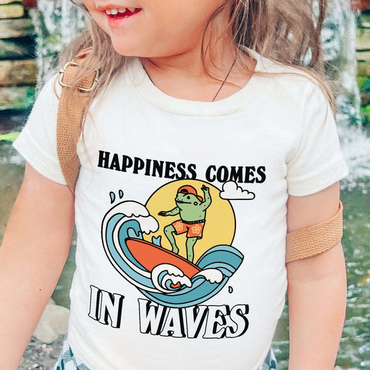 'Happiness comes in Waves' Kid's Frog T-shirt