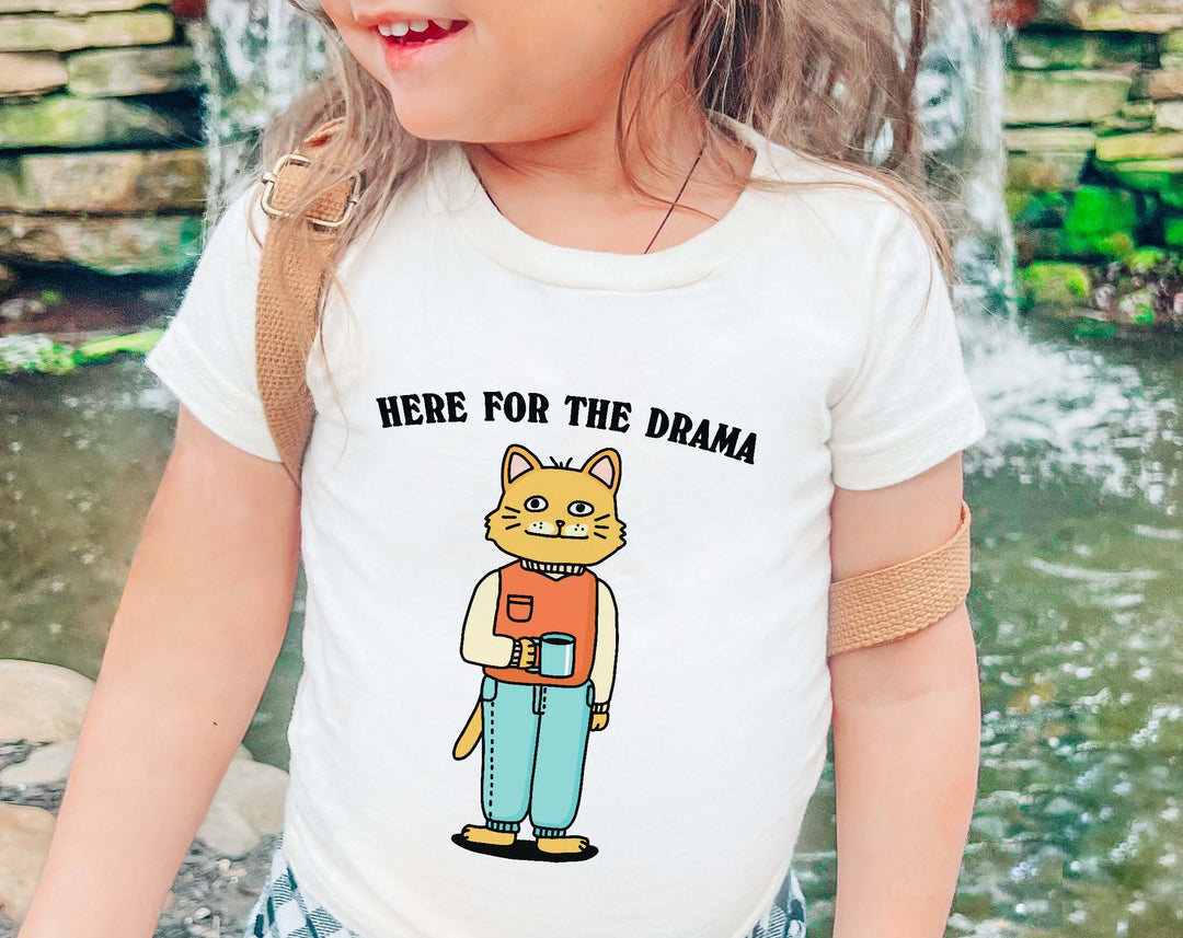 'Here for the Drama' Kid's Cat T-shirt