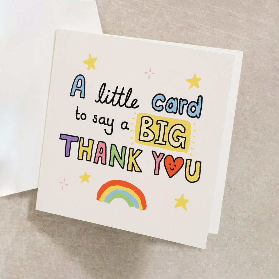 Little Card To Say A Big Thank You Greeting Card, Thank You Card, Personalised Message Card, Cute Handmade Cards, Thank you doodle Cards