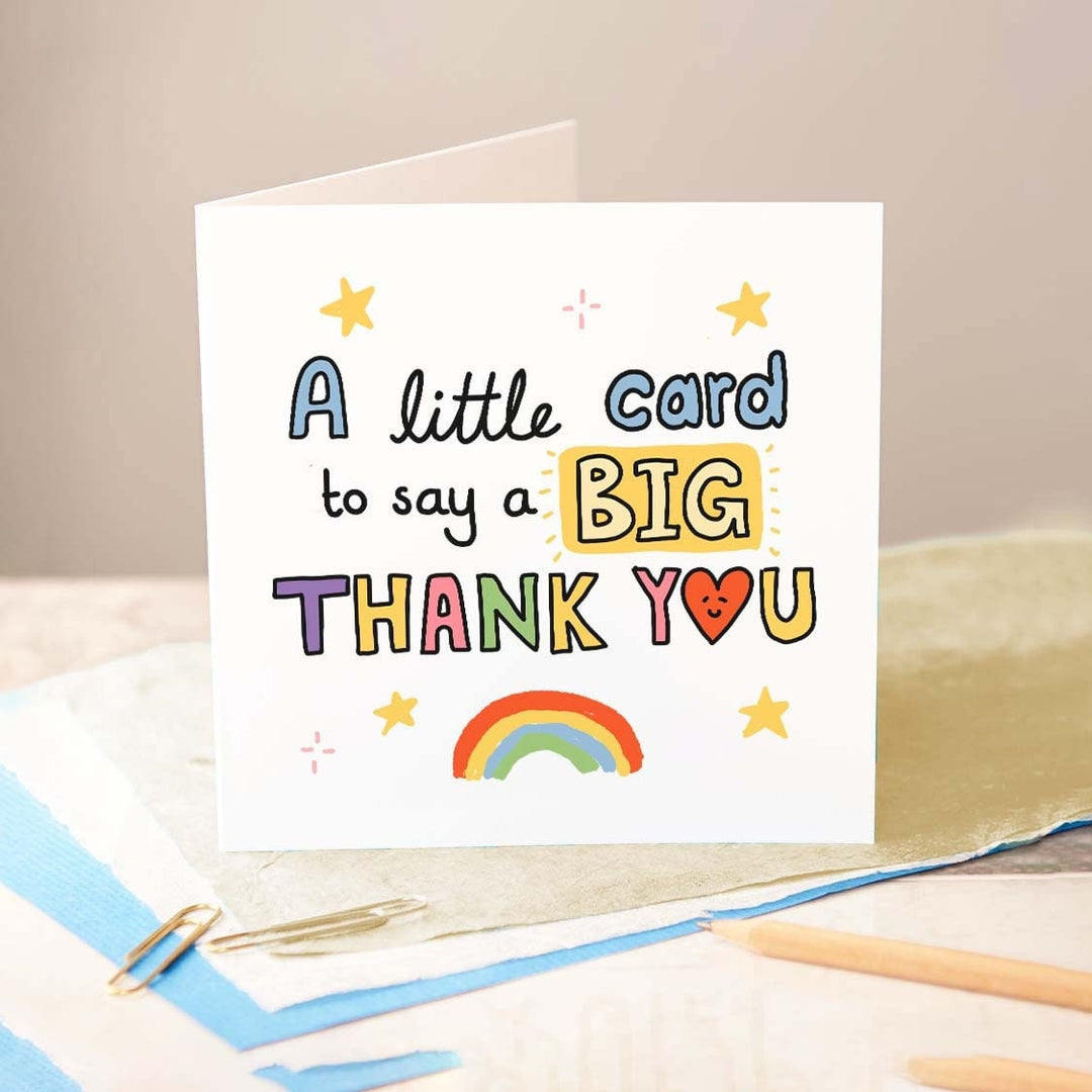 Little Card To Say A Big Thank You Greeting Card, Thank You Card, Personalised Message Card, Cute Handmade Cards, Thank you doodle Cards