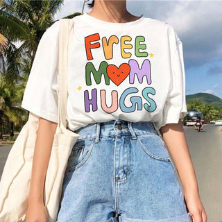 Free Mom Hugs T Shirt, Cute Doodle Mom Shirt, Rainbow Gay Pride T-Shirt, Lgbtq Parent Shirt, Equality Gifts, Rainbow Heart Shirt,Proud Shirt