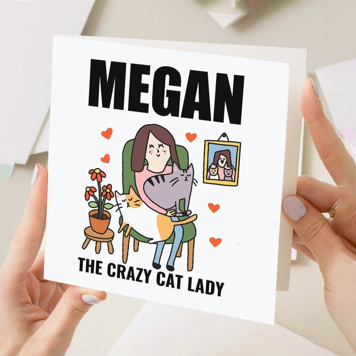 CUSTOM Crazy Cat Lady Card, Cat Owner Greeting Card, Personalised Kitty Cat Birthday Card, Cat Mama, Novelty Personalised, Card Cat Lover