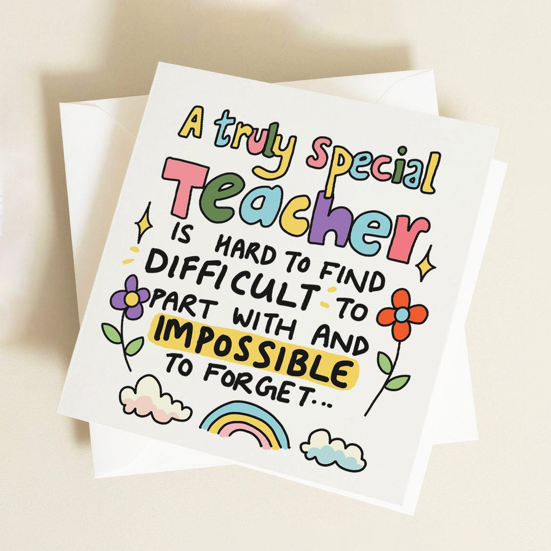A Truly Special Teacher Thank You Card, Greeting Card for Lecturer, Amazing Teacher, Special Teacher Gift, End of School Cards, Cute Card