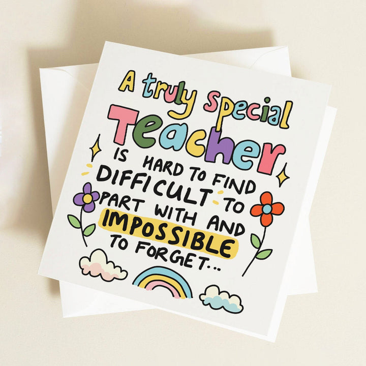 A Truly Special Teacher Thank You Card, Greeting Card for Lecturer, Amazing Teacher, Special Teacher Gift, End of School Cards, Cute Card