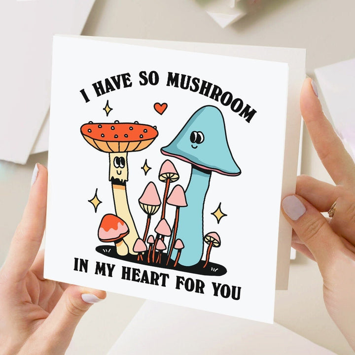 So Mushroom In My Heart Couples Card, Anniversary Card For Her, Him, Husband, Wife, Girlfriend, Boyfriend, Funny Anniversary Pun Card