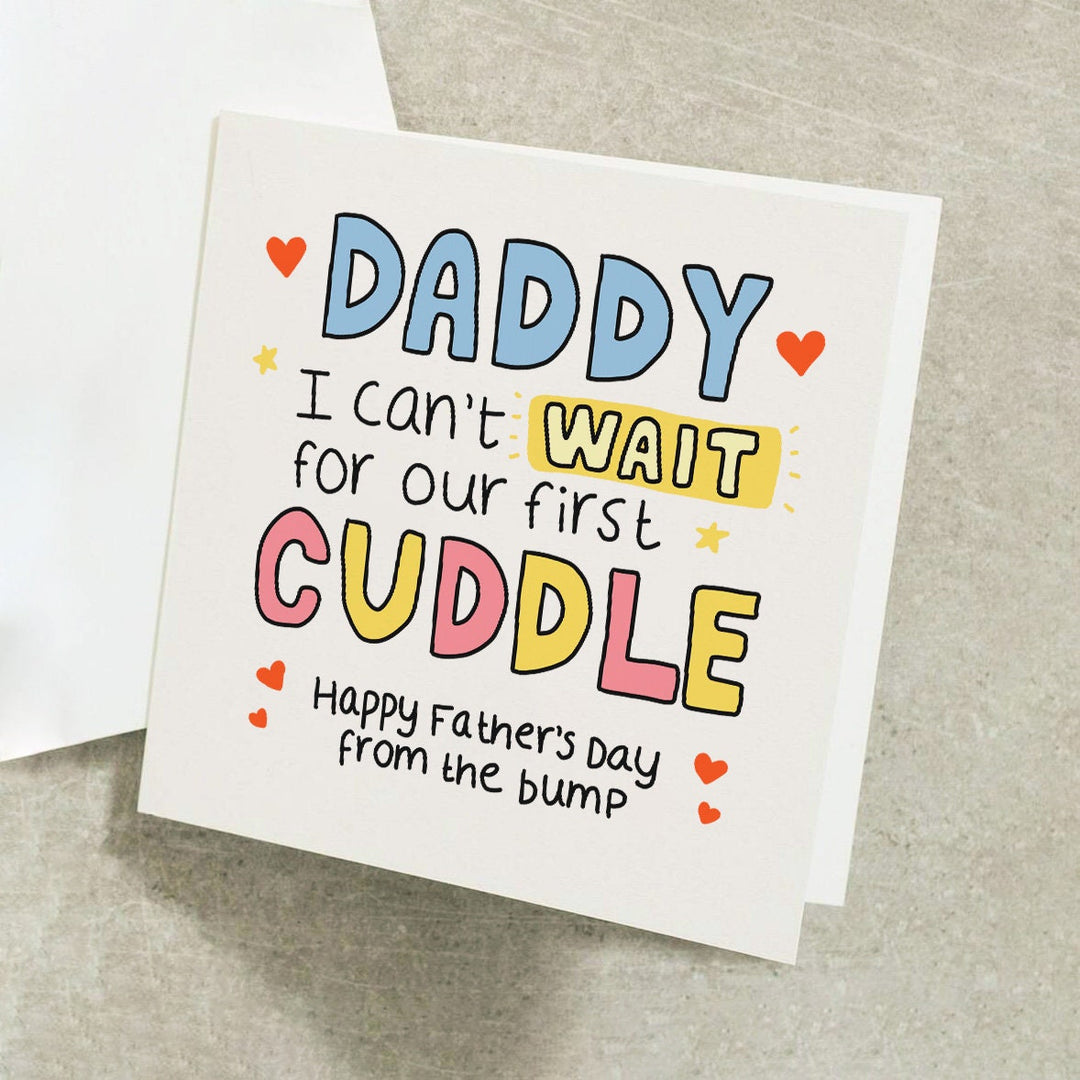 First Cuddle Fathers Day Card, Fathers Day Gift For Dad, 1st Fathers Day Card, Gift From the Bump, Greeting Card for Dad to be, New Dad Card