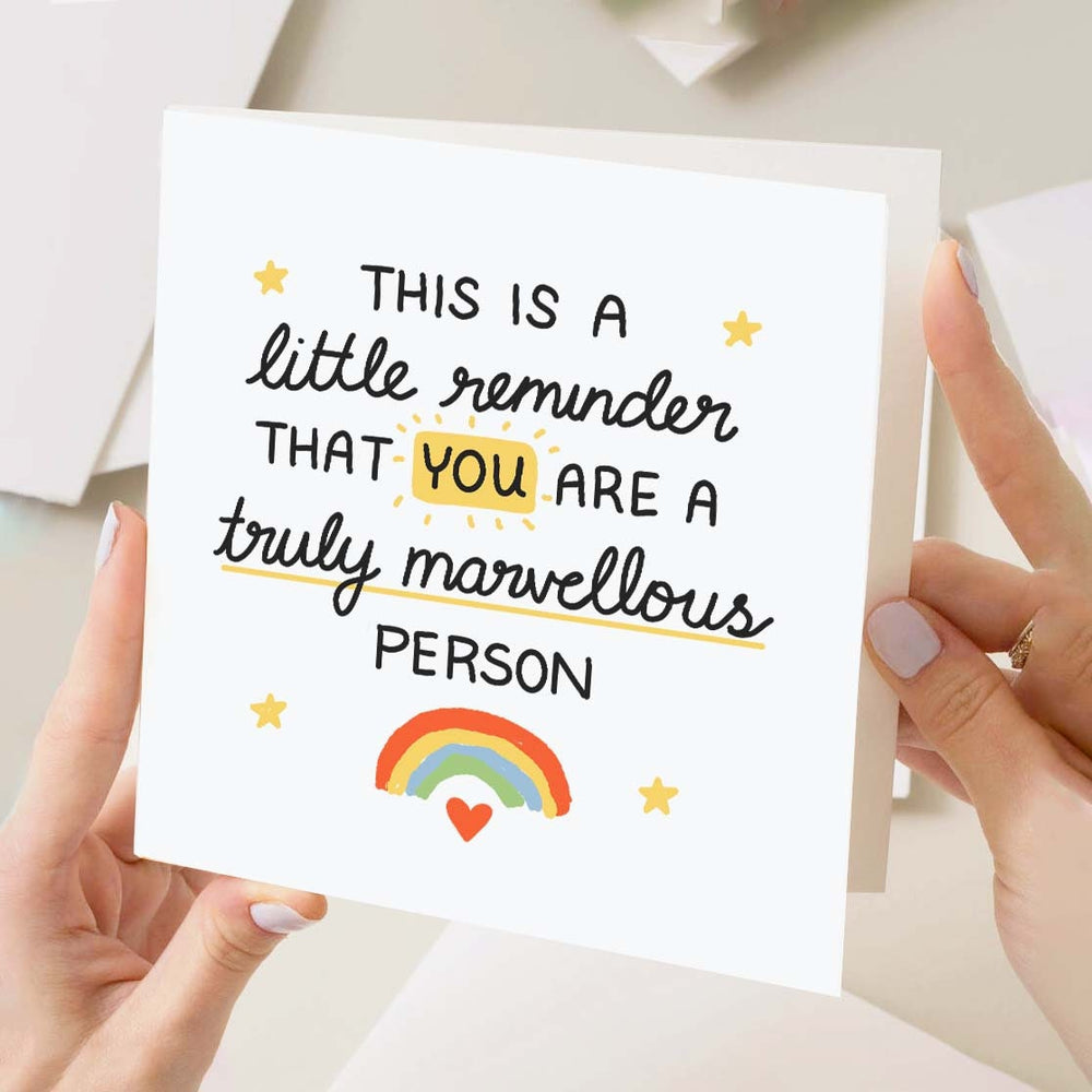 You Are A Truly Marvellous Person Greeting Card, Just Because, Thinking of you cards, Friendship Card, Thank You Cards, Handmade Rainbow