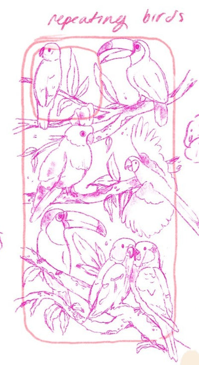 Original pencil sketch for Take Flight Phone Case
