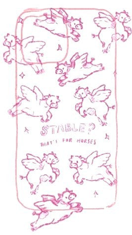 Original pencil sketch for Stable? That's For Horses Phone Case
