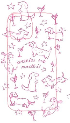 Original pencil sketch for Weenies & Martinis Phone Case