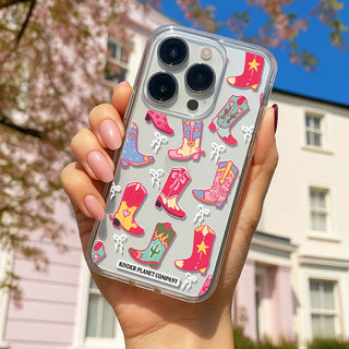 Pink Cowboy Boots Clear Phone Case