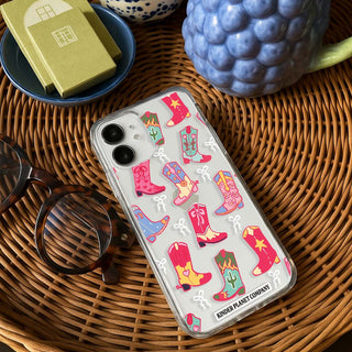 Pink Cowboy Boots Clear Phone Case