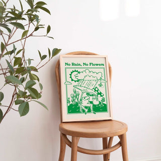 'No Rain No Flowers' Minimal Frog Print - Art Prints - Kinder Planet Company