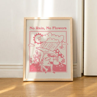 'No Rain No Flowers' Minimal Frog Print - Art Prints - Kinder Planet Company