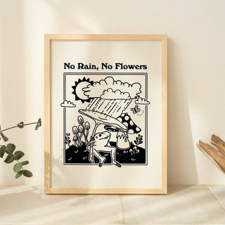 'No Rain No Flowers' Minimal Frog Print - Art Prints - Kinder Planet Company