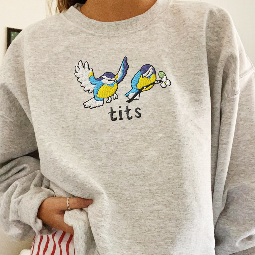 'Bluetits' Embroidered Sweatshirt