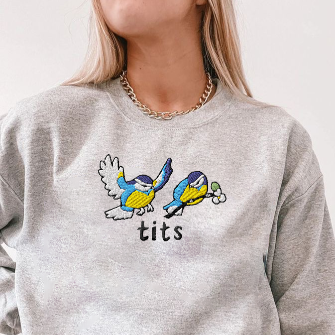 'Bluetits' Embroidered Sweatshirt