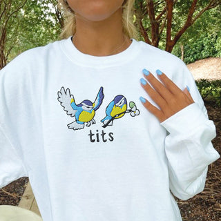 'Bluetits' Embroidered Sweatshirt