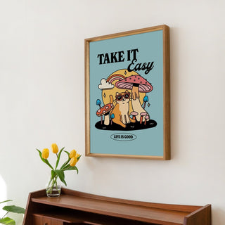 'Take it Easy' Groovy Cat Print - Art Prints - Kinder Planet Company