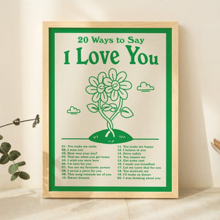 20 Ways To Say 'I Love You' Print - Art Prints - Kinder Planet Company