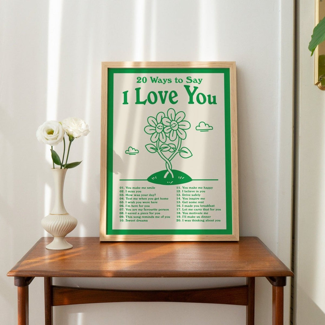 20 Ways To Say 'I Love You' Print - Art Prints - Kinder Planet Company