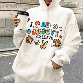 'Be Groovy Or Leave' 80S Graphic Hoodie - Sweatshirts & Hoodies - Kinder Planet Company