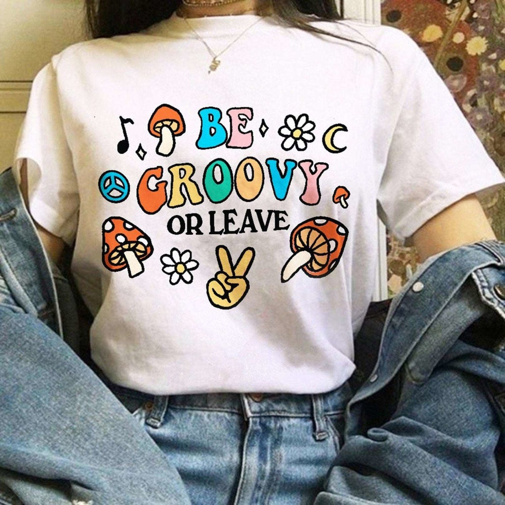 'Be Groovy Or Leave' Retro Tshirt - T-shirts - Kinder Planet Company