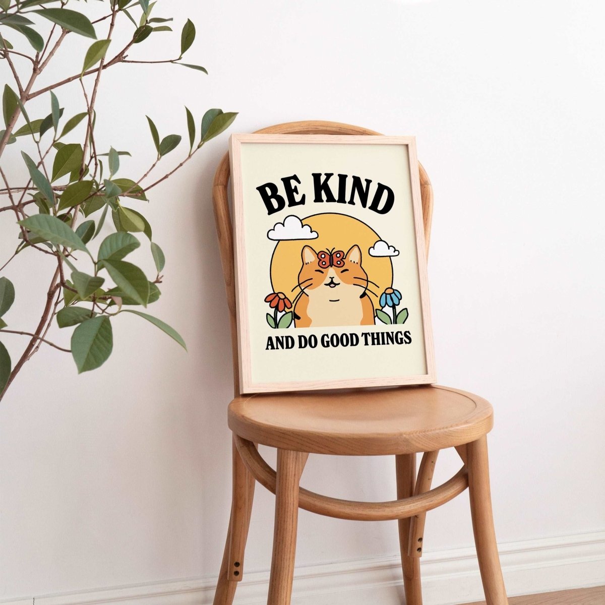 'Be Kind and Do Good Things' Cat Print - Art Prints - Kinder Planet Company