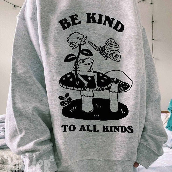 'Be Kind' Frog And Butterfly Sweatshirt - Sweatshirts & Hoodies - Kinder Planet Company