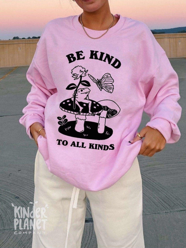 'Be Kind' Frog And Butterfly Sweatshirt - Sweatshirts & Hoodies - Kinder Planet Company