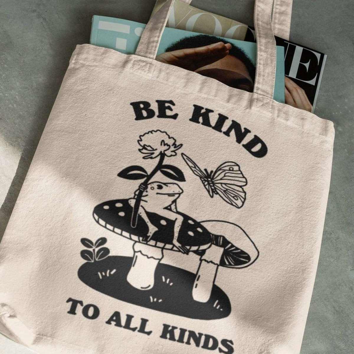 'Be Kind' Frog And Butterfly Tote - Tote Bags & Phone Cases - Kinder Planet Company