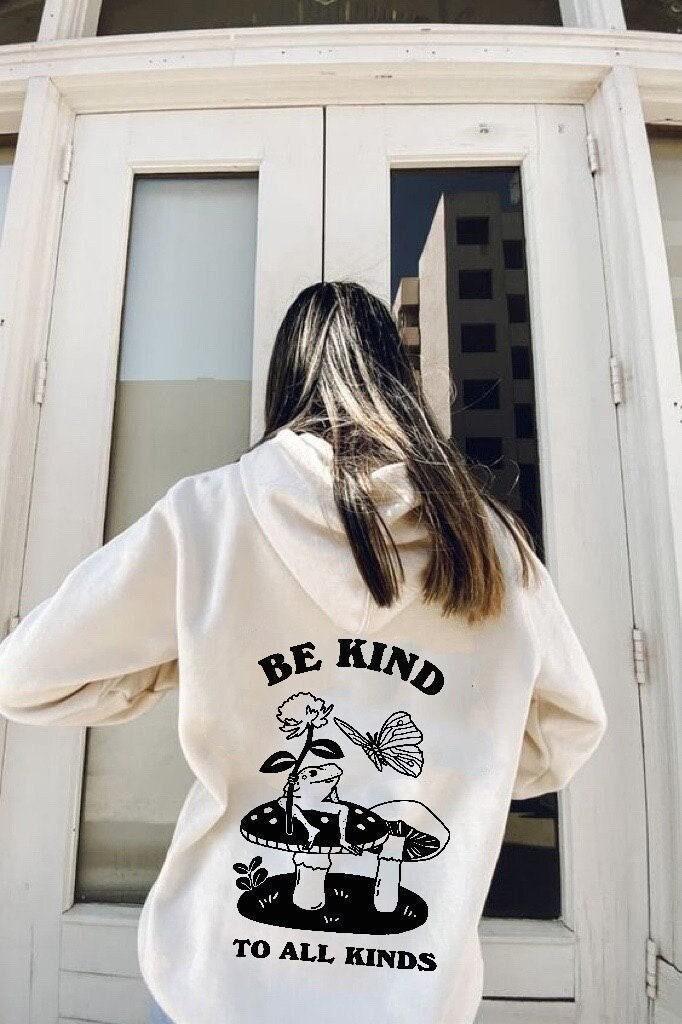 'Be Kind To All Kinds' Frog Butterfly Hoodie - Sweatshirts & Hoodies - Kinder Planet Company