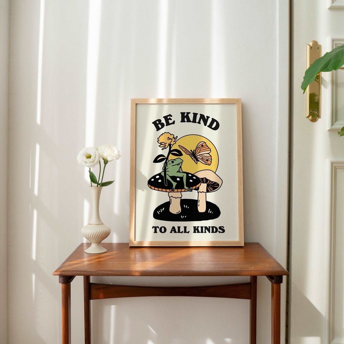 'Be Kind To All Kinds' Frog Butterfly Print - Art Prints - Kinder Planet Company