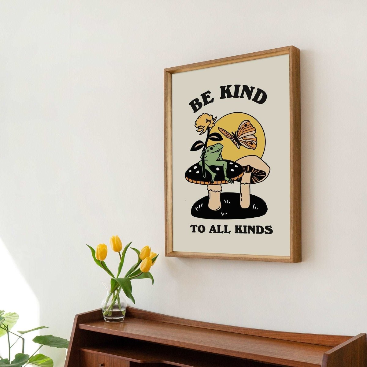 'Be Kind To All Kinds' Frog Butterfly Print - Art Prints - Kinder Planet Company