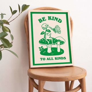 'Be Kind To All Kinds' Frog Butterfly Print - Art Prints - Kinder Planet Company