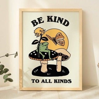 'Be Kind To All Kinds' Frog Butterfly Print - Art Prints - Kinder Planet Company