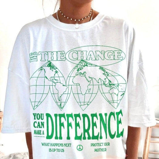 'Be The Change' Retro Environmental Tshirt - T-shirts - Kinder Planet Company