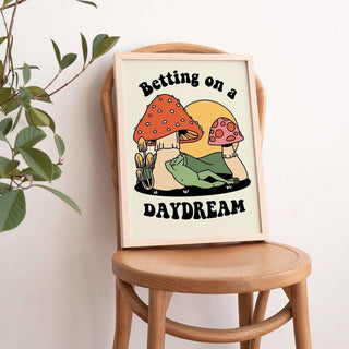 'Betting On A Daydream' Frog Mushroom Print - Art Prints - Kinder Planet Company