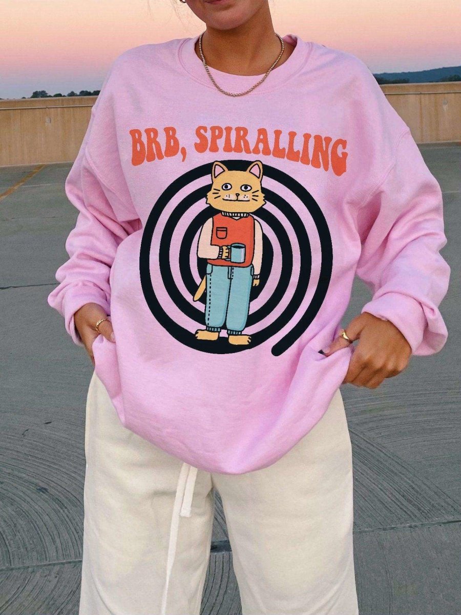 'Brb Spiralling' Cat Meme Sweatshirt - Sweatshirts & Hoodies - Kinder Planet Company
