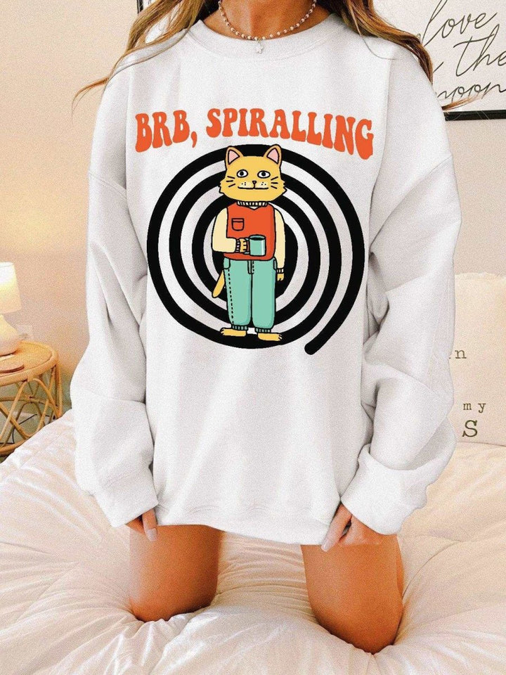 'Brb Spiralling' Cat Meme Sweatshirt - Sweatshirts & Hoodies - Kinder Planet Company