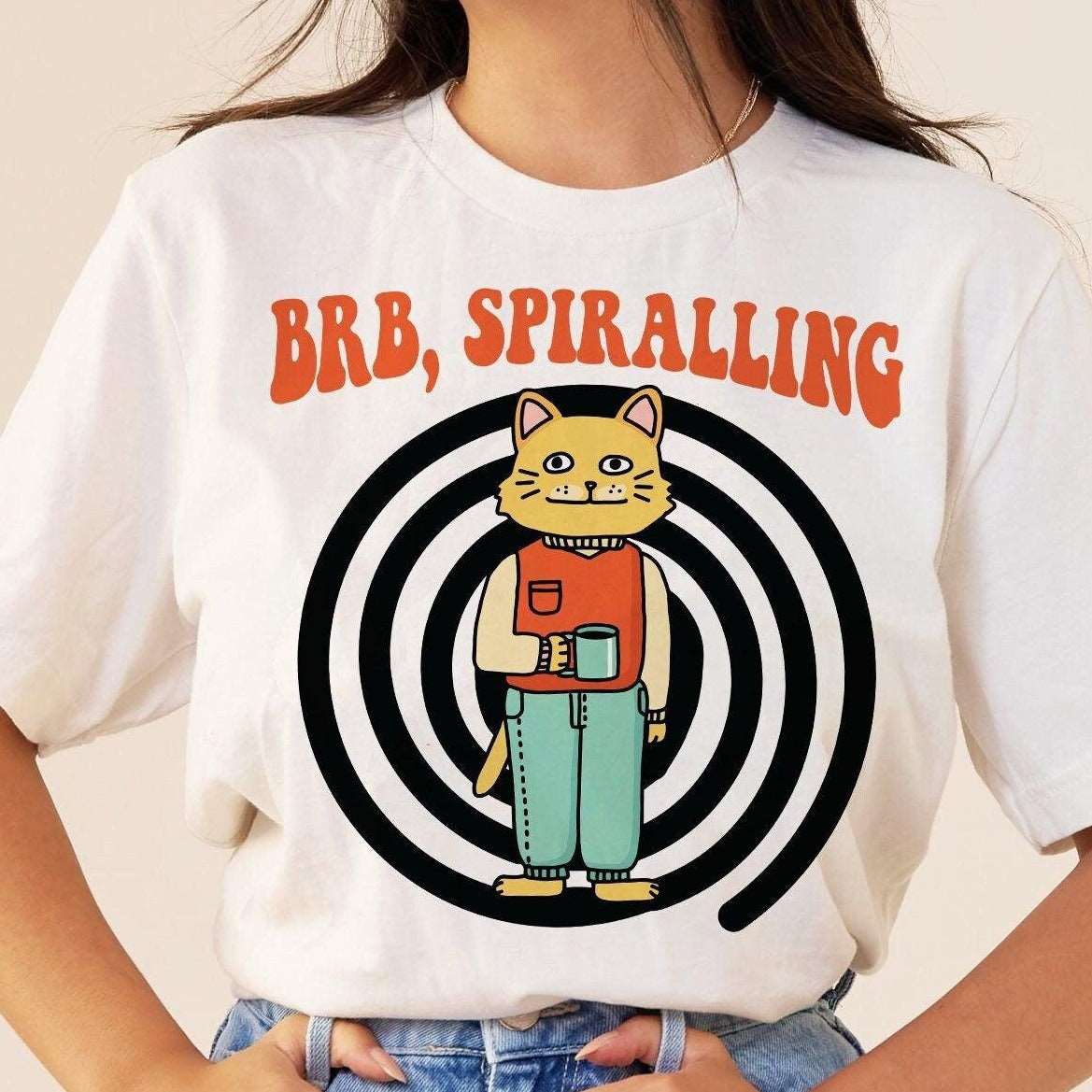 'Brb Sprialling' Meme Cat Shirt - T-shirts - Kinder Planet Company