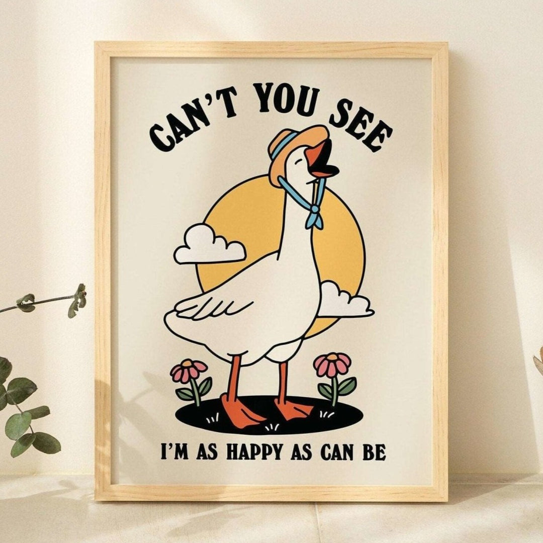 'Cant You See' Happy Goose Print - Art Prints - Kinder Planet Company