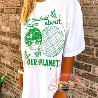 'Care About Our Planet' Earth Day Tshirt - T-shirts - Kinder Planet Company