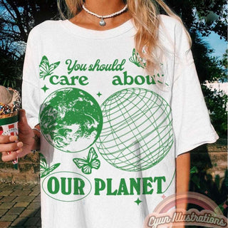 'Care About Our Planet' Earth Day Tshirt - T-shirts - Kinder Planet Company