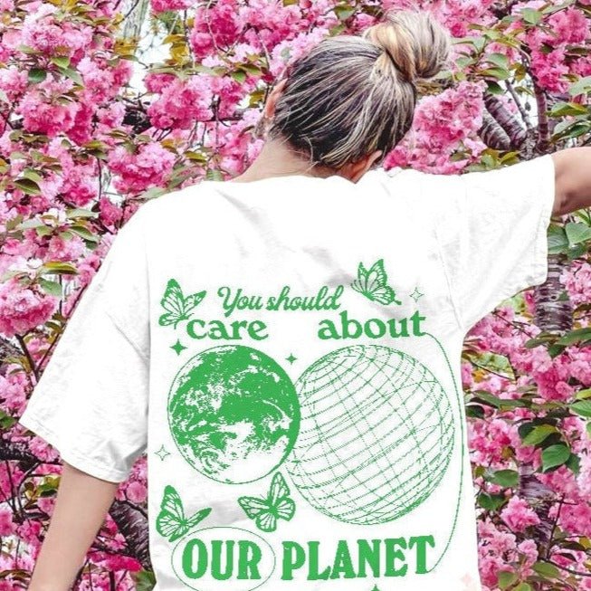 'Care About Our Planet' Environmental Tshirt - T-shirts - Kinder Planet Company