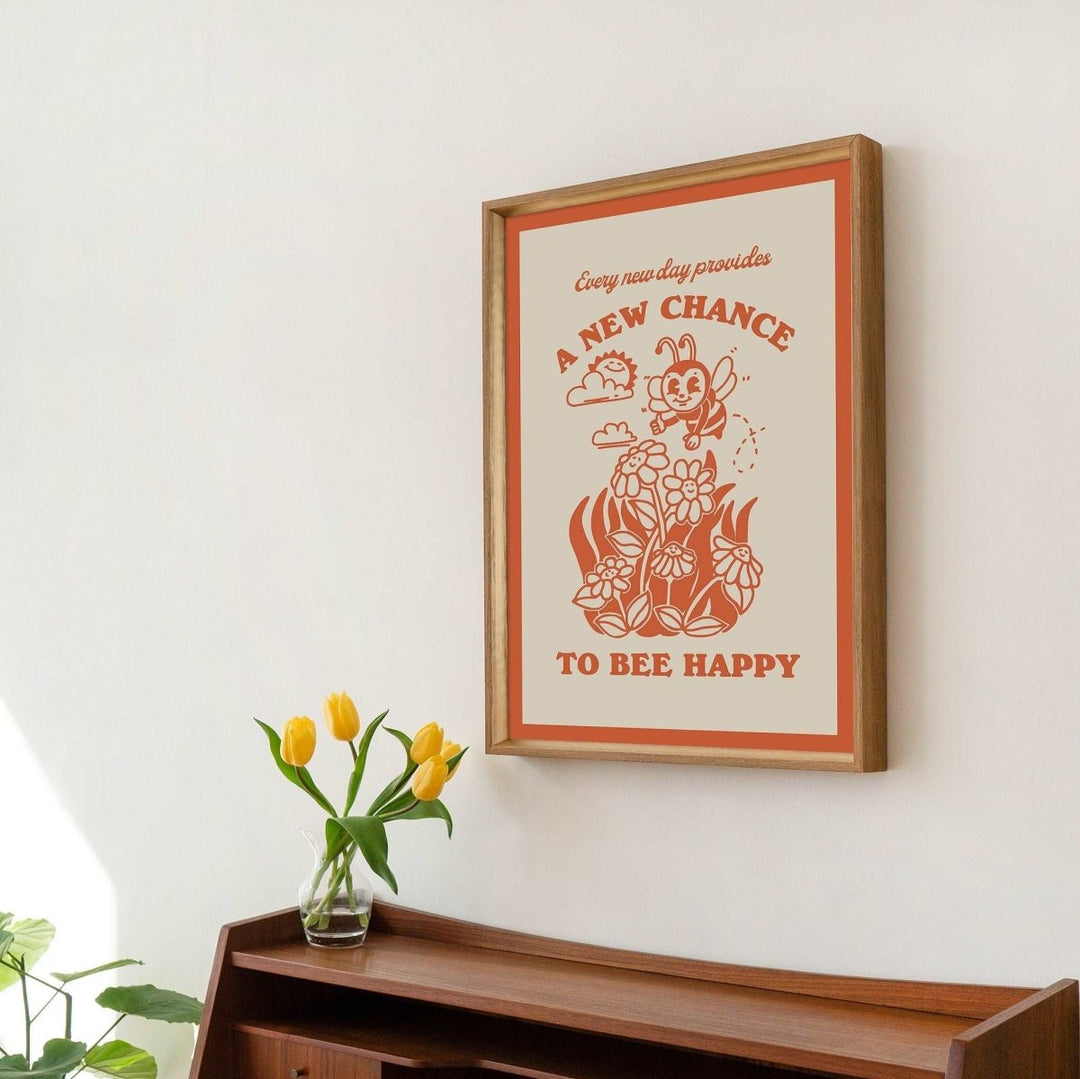 'Chance To Bee Happy' Cute Print - Art Prints - Kinder Planet Company