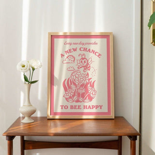 'Chance To Bee Happy' Cute Print - Art Prints - Kinder Planet Company